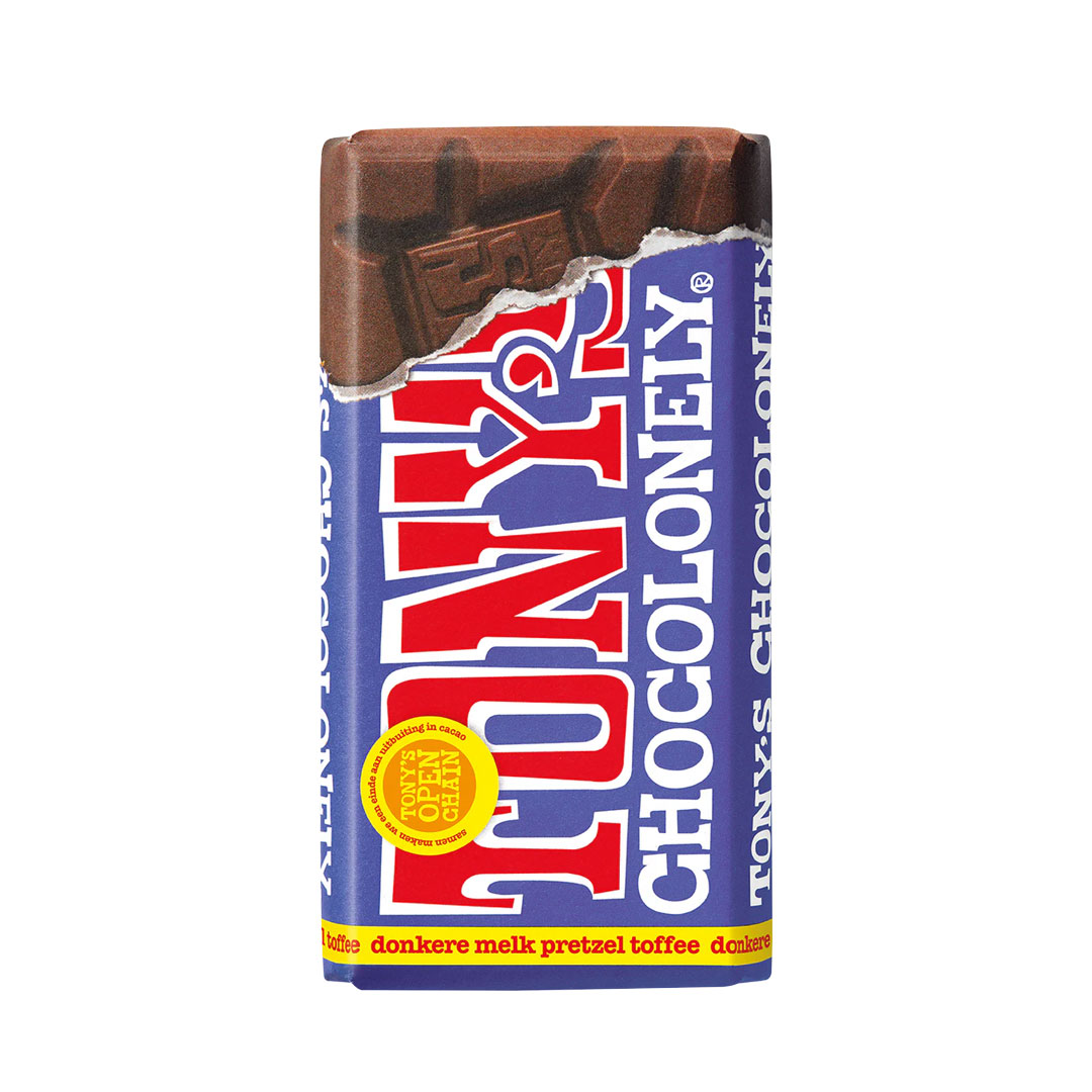 Tony's Chocolonely Donkere Melk Pretzel Toffee 90 gram