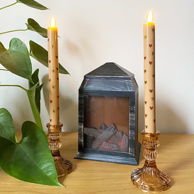 2x LED Kaars Hart Brons