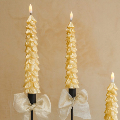 2x LED Kaars Gouden Kerstboom