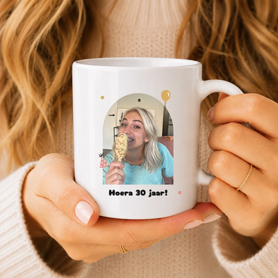 Hoera mok met foto voor haar
