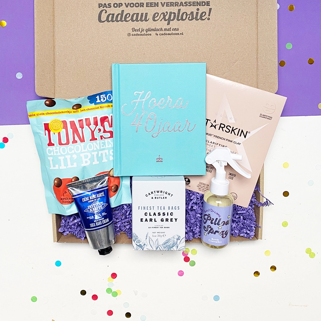Hoera 40 jaar cadeaubox Hoera 40 jaar cadeaubox