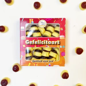 Gefelicitaart Snoepcadeau
